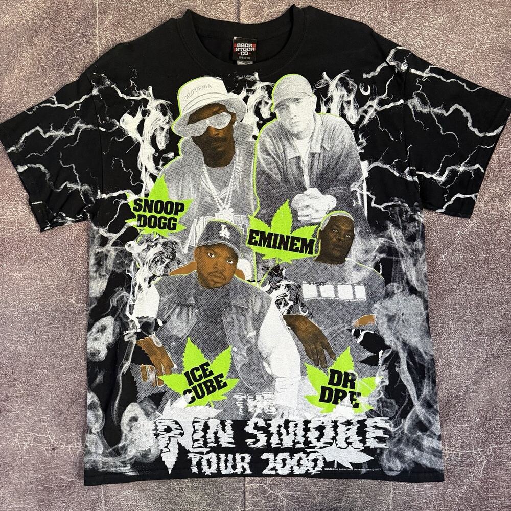 Men's Backstock Co Up In Smoke Tour Snoop Dogg Eminen All Over Print Shirt Sz L